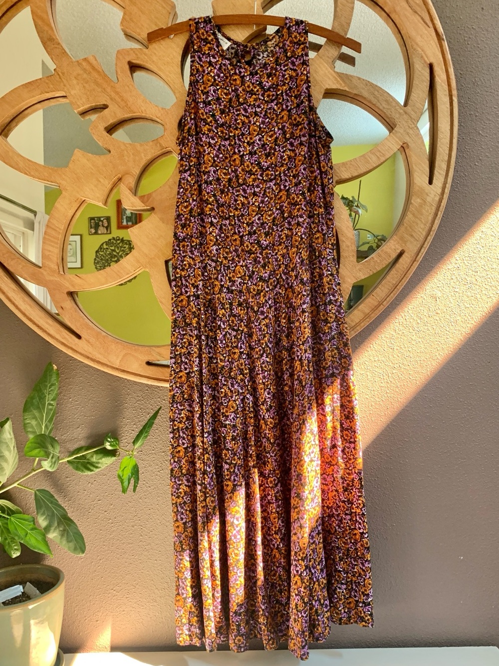 Vintage Betsy Lauren Women's Purple and Orange Floral Maxi Dress